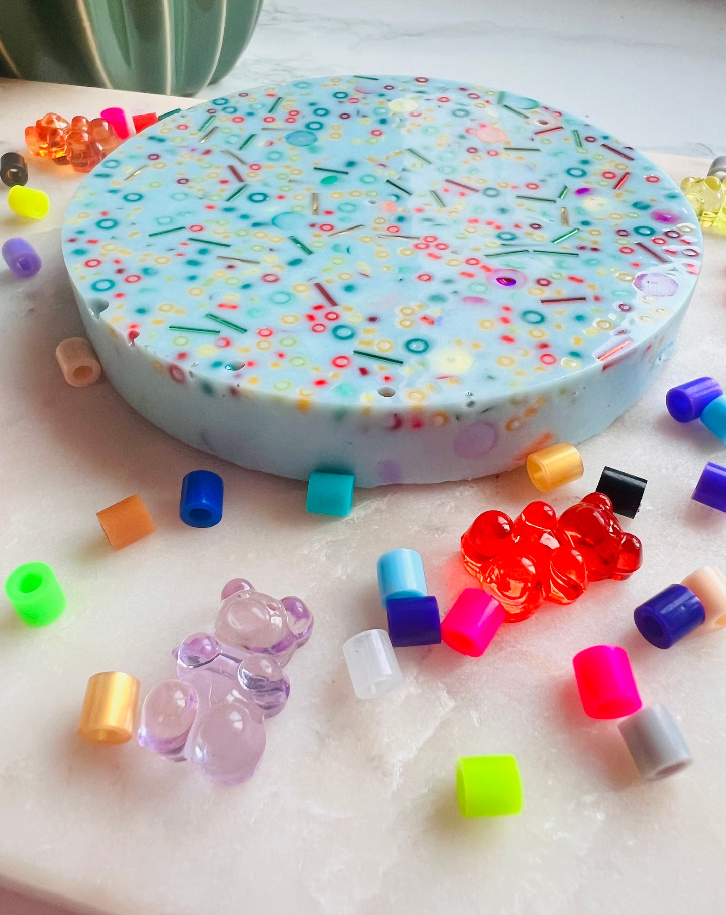 REMELTABLE 'GUMMY BEAR' picky pad | Reusable | Easter | Circle (10cm)| Latex Free| Neurodiverse Distracting Nail Skin Picking Stress