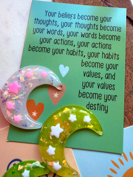 WORRY STONE- Moon - Positive Affirmation - Stim Experience - Discrete