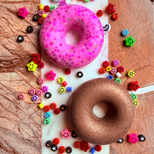 Colourful doughnut picky pad sensory fidget toy available in multiple colours