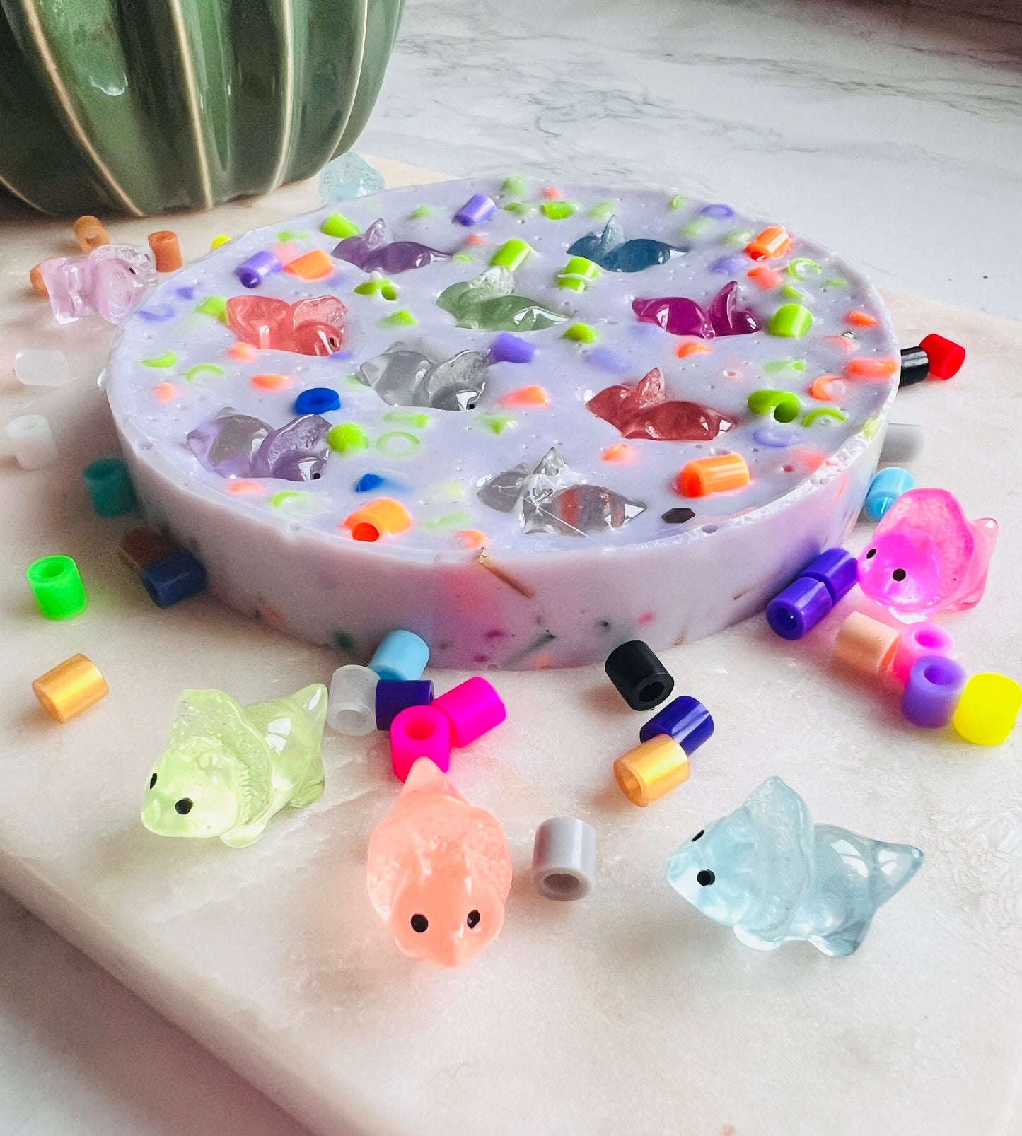 REMELTABLE 'GLOW IN THE DARK DINOSAURS' picky pad | Reusable | Easter | Circle (10cm)| Latex Free| Neurodiverse  Distracting Nail Skin Picking Stress