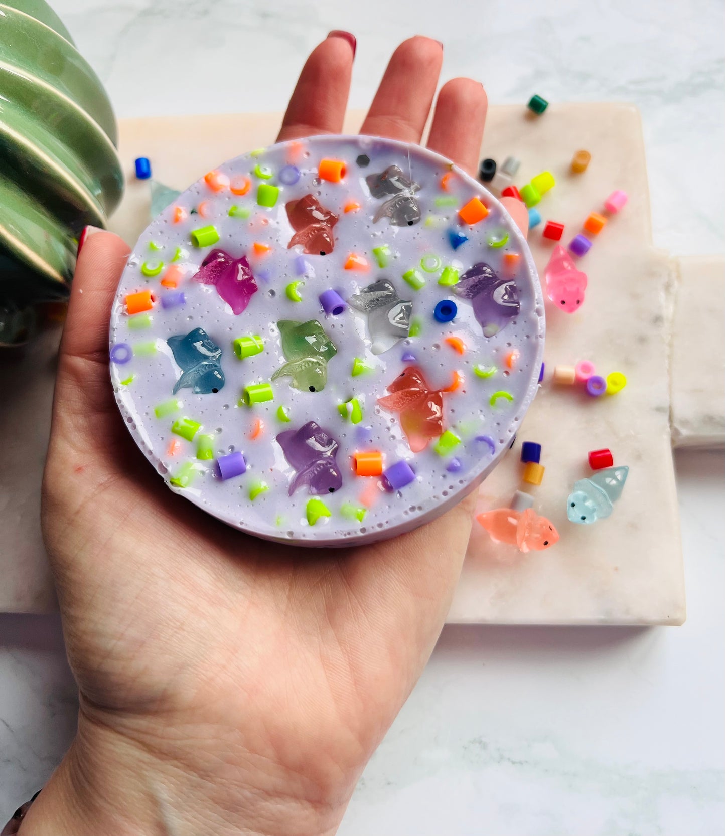 REMELTABLE 'GLOW IN THE DARK DINOSAURS' picky pad | Reusable | Easter | Circle (10cm)| Latex Free| Neurodiverse  Distracting Nail Skin Picking Stress