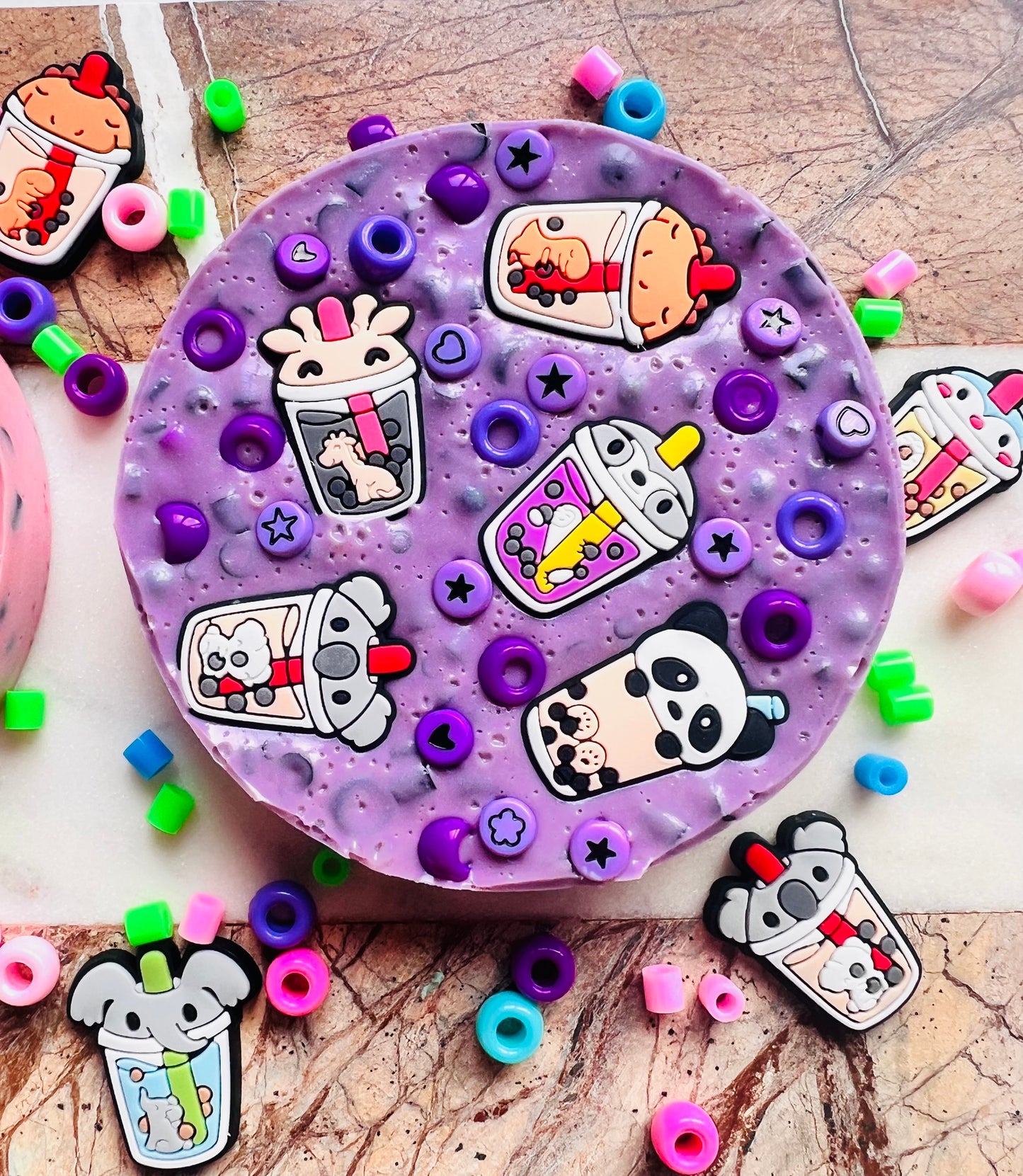 REMELTABLE 'BUBBLE TEA' picky pad | Reusable | Easter | Circle (10cm)| Latex Free| Neurodiverse  Distracting Nail Skin Picking Stress
