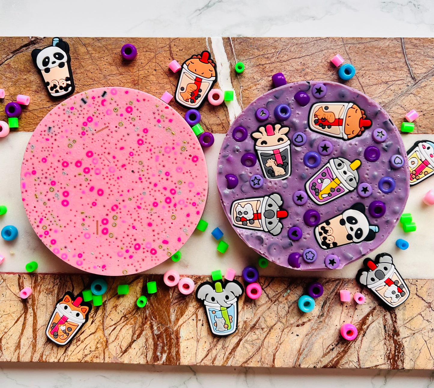 REMELTABLE 'BUBBLE TEA' picky pad | Reusable | Easter | Circle (10cm)| Latex Free| Neurodiverse  Distracting Nail Skin Picking Stress
