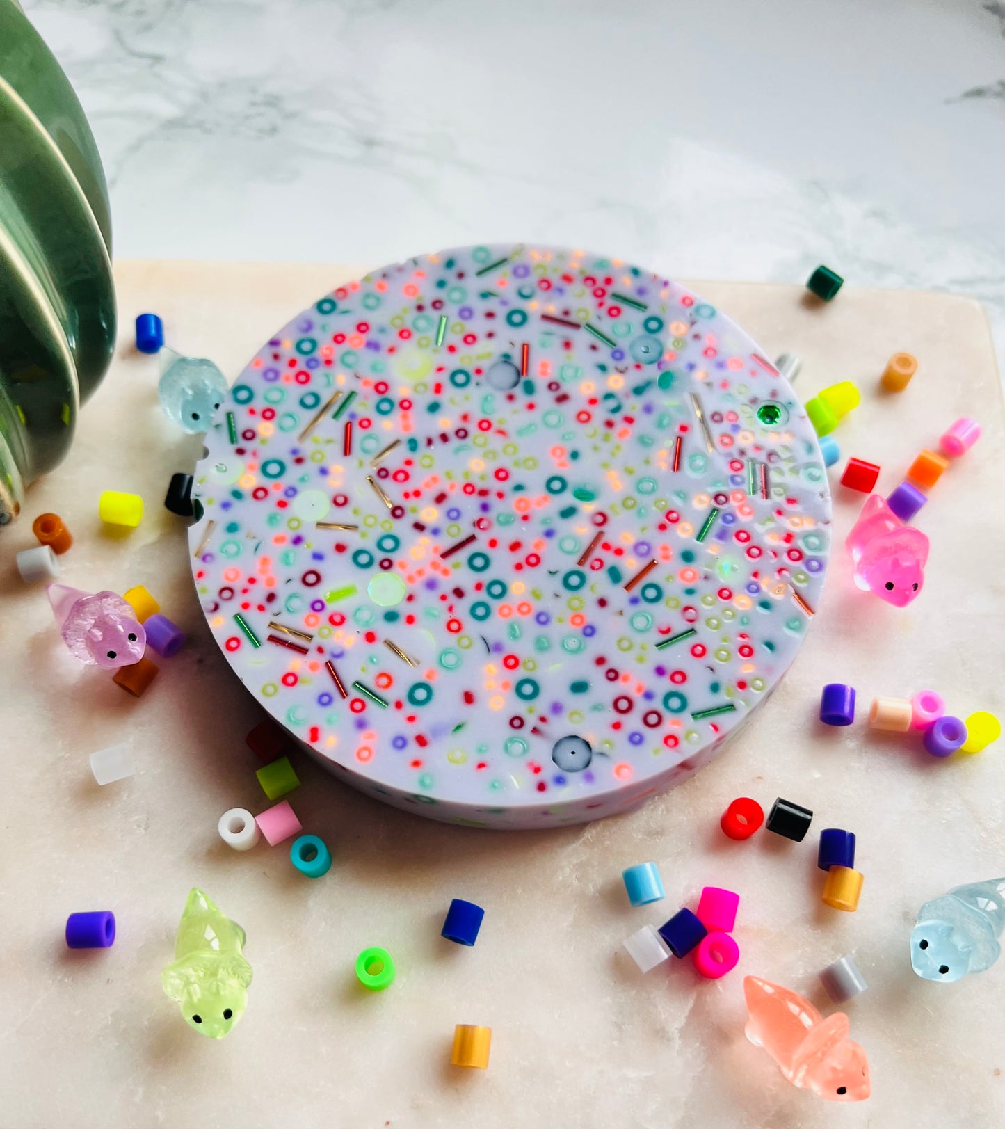 REMELTABLE 'GLOW IN THE DARK DINOSAURS' picky pad | Reusable | Easter | Circle (10cm)| Latex Free| Neurodiverse  Distracting Nail Skin Picking Stress