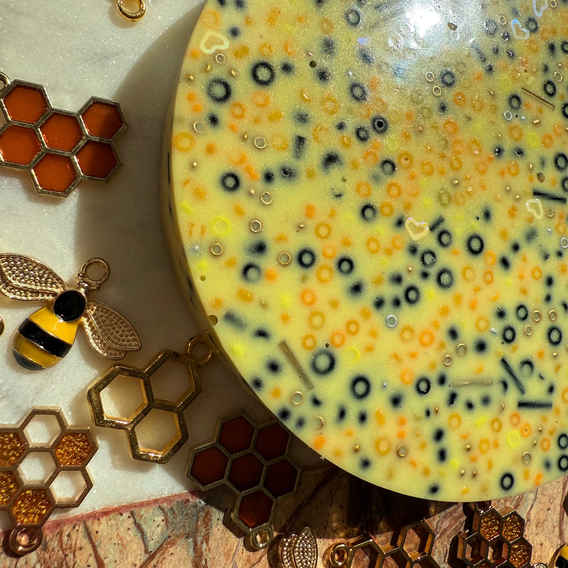 Close up of textured beads in remeltable bee picky pad
